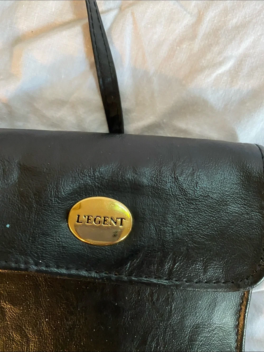Classic Black Women's Crossbody Bag with Gold Accent